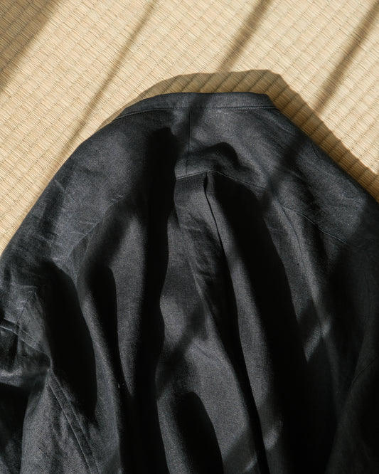 Ante black ardd linen 亚麻无领衬衫