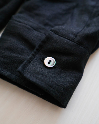 Ante black ardd linen リネンノーカラーシャツ