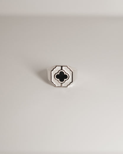 FOLIA FRONS FLAT RING 方形平面银戒