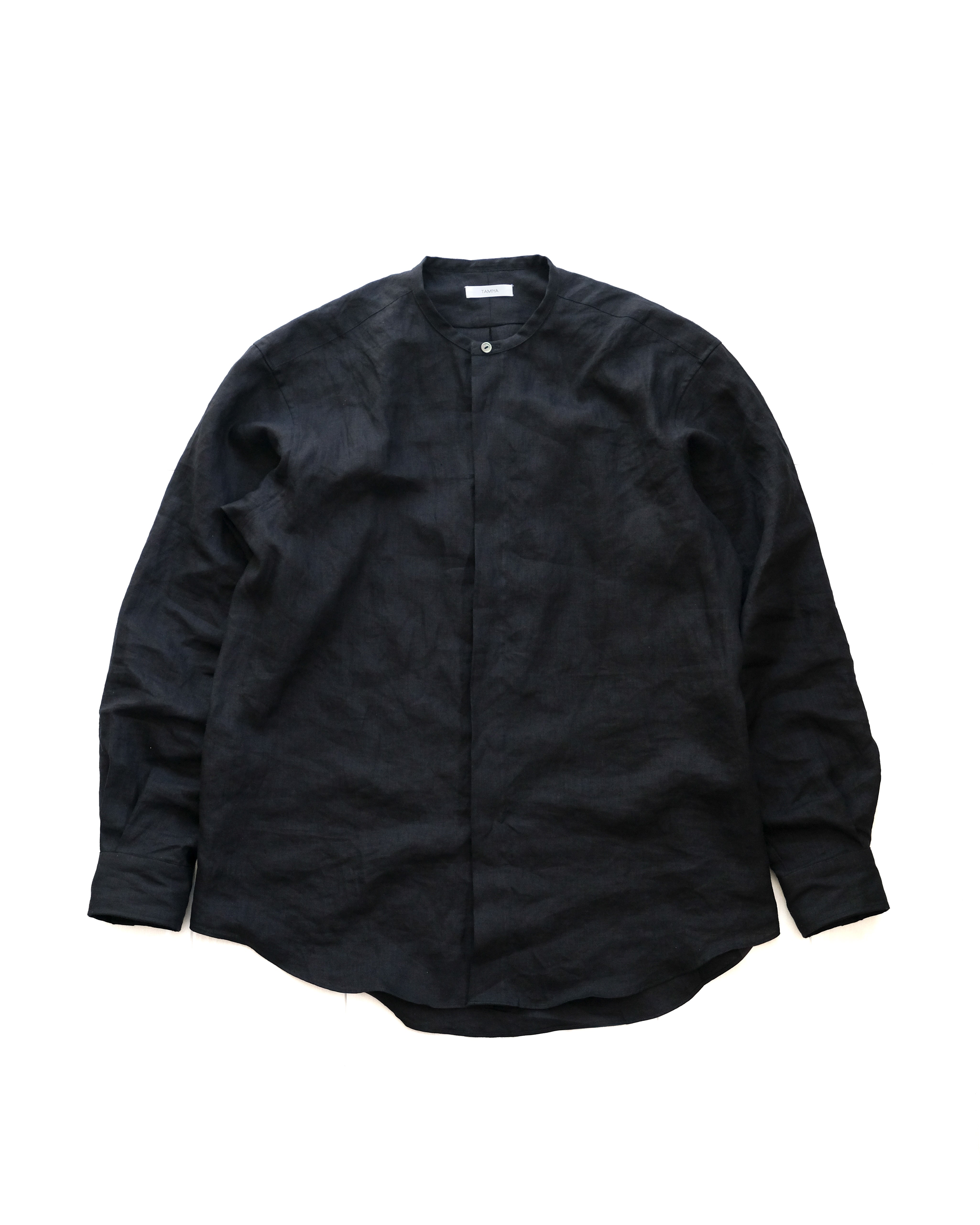 Ante black linen リネンノーカラーシャツ | 日本製麻シャツ – TAMIYA