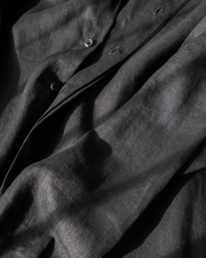 Ante black linen リネンノーカラーシャツ